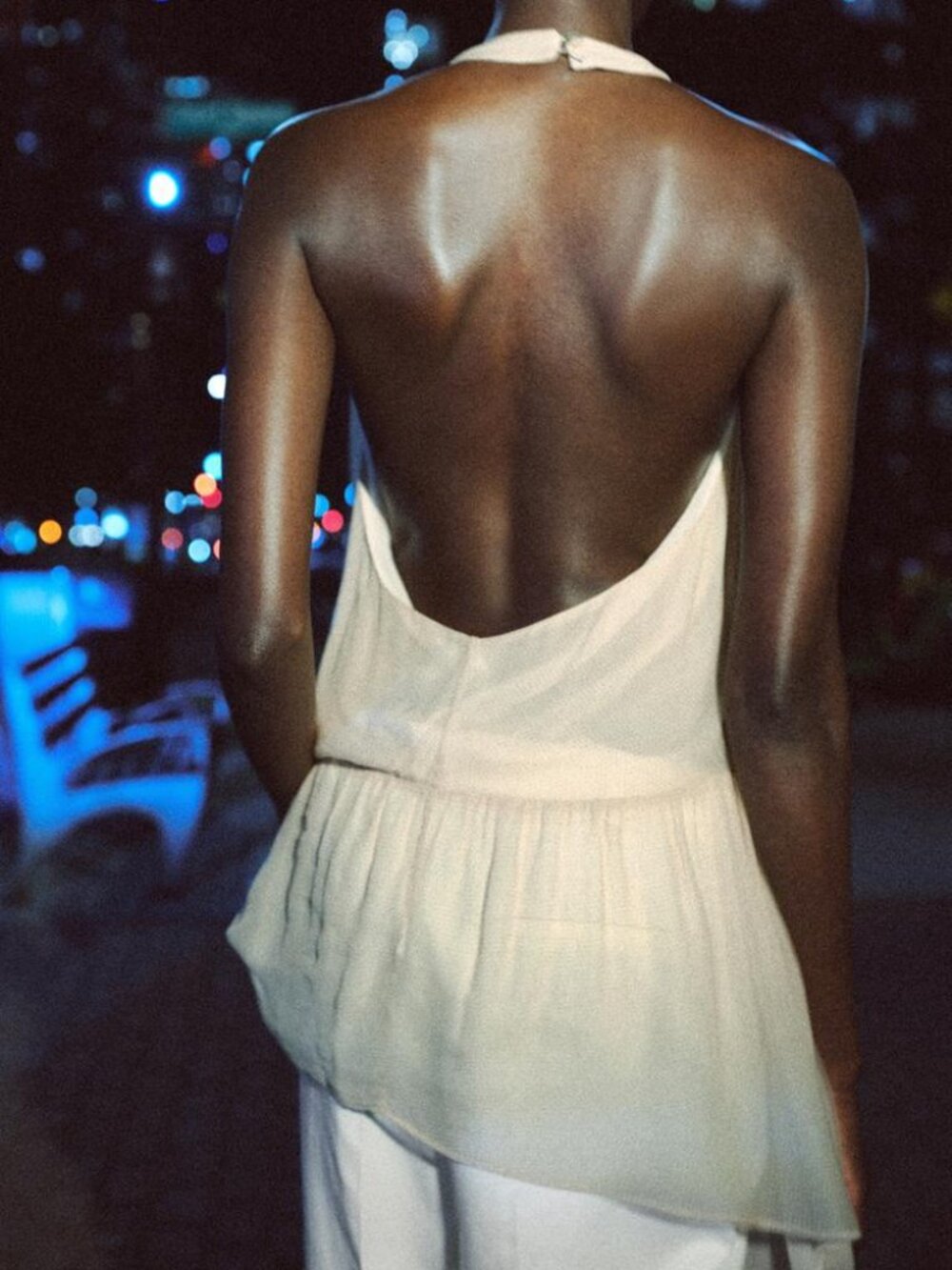 ZARA ZW COLLECTION DRAPED POLKA DOT HALTER TOP - Picture 8 of 12